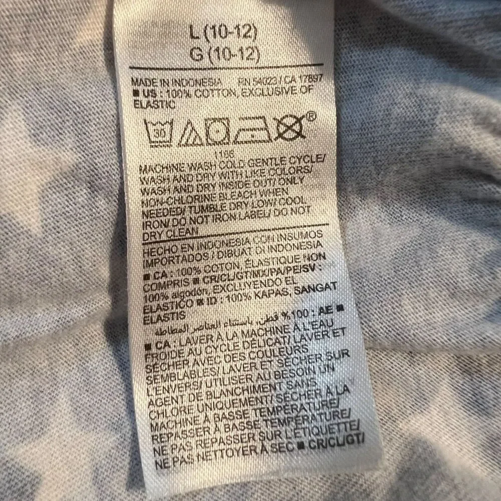 Old Navy Girls Tank Top Shirt Smocked Star Print Blue White Festive Large 10 12